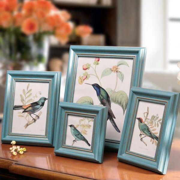 

4pcs/set blue europe style frame on table home decoation po picture frames