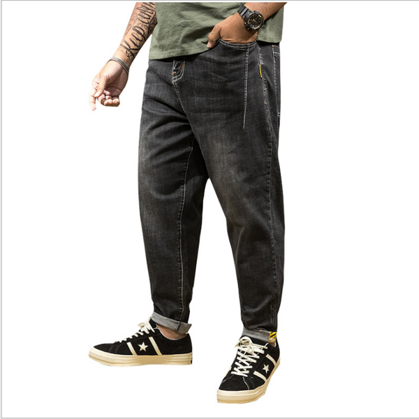

men's pants autumn style plus size loose trousers fashion multi-pocket fat overalls men g2028, Black
