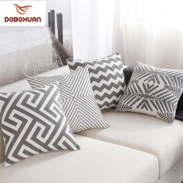 

nordic style gray white decorative pillowcase embroidery geometric striped cushion cover home decor bed sofa throw pillows cushion/decorativ