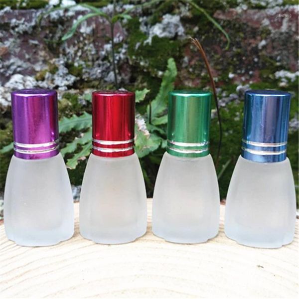 

storage bottles & jars 5ml triangular glass color frosted bottle roll on empty perfume bbottle 100pcs/lot