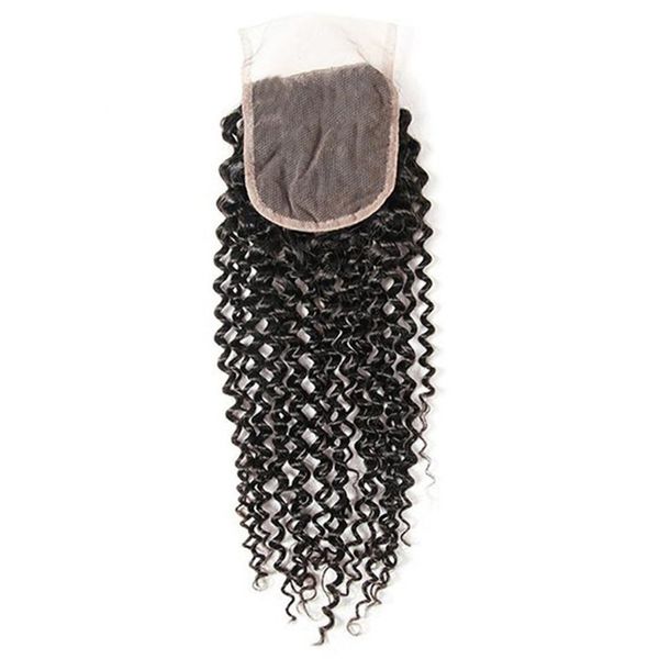 

brazilian human hair kinky curly 4x4 lace closures middle three way part closure with baby hair, Black;brown
