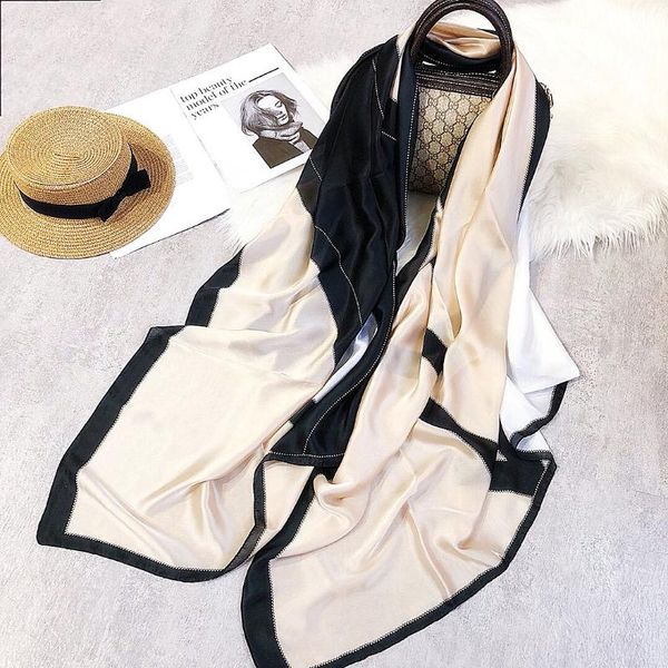 

scarves high-end herringbone silk scarf, lady's satin thin sunscreen air conditioning long shawl .fashion, trend, Blue;gray