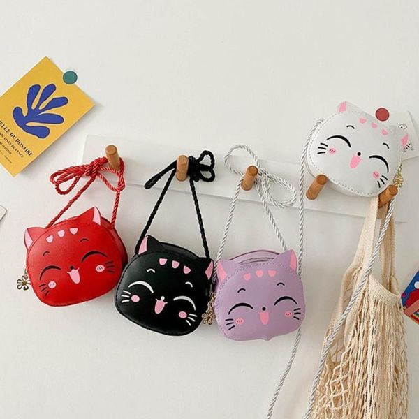 

purse cute cat children's mini shoulder bag lovely baby kids animal coin handbags boys girs small wallet pouch crossbody bags, White