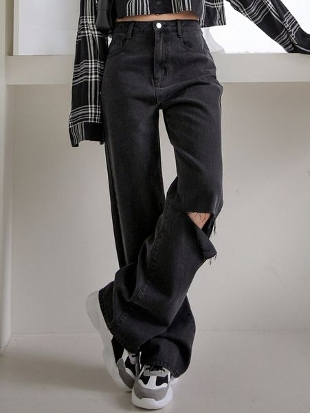 

dazy slant pocket cut out jeans e8jh#, Blue