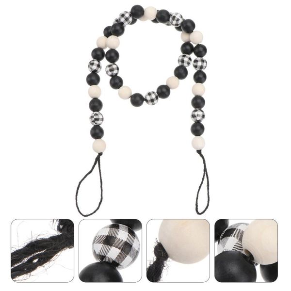 

1pc wood beads pendant rope string home wall hanging ornament decorative objects & figurines