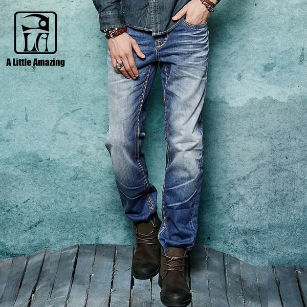 

men's slim straight blue trend jeans