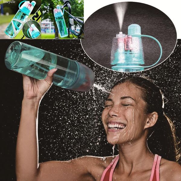 

water bottle 400/600ml spray sports portable cycling running drinking misting leak-proof bottles for hiking