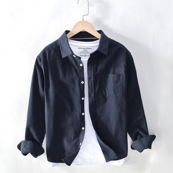 

men's casual shirts 100% cotton solid long-sleeved turn-down collar business dress shirt male camisas ts-568 lsag, White;black