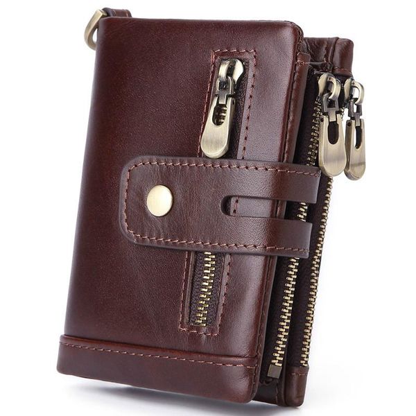 

wallets genuine leather men rfid casual zipper coin purse with card holder brand cowhide small wallet for male 2021 money murse, Red;black