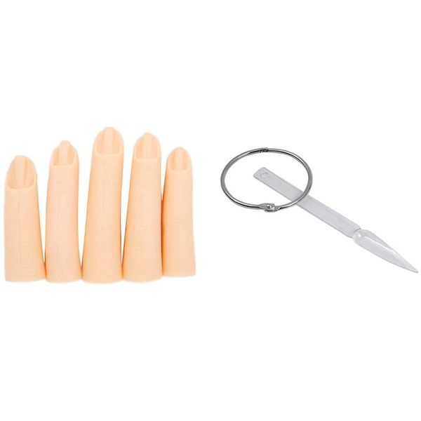 

nail art kits 40pcs sharp fan shaped false tips manicure tool & 5pcs trainer practice training finger model