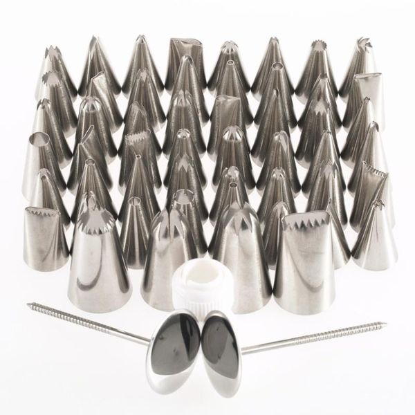 

baking & pastry tools 52pcs/lot stainless steel sugar craft piping nozzle tube fondant cake decorating tool icing tips set wholesale