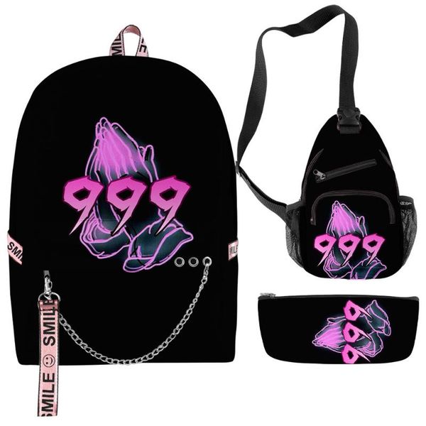 

backpack juice wrld singer 3d women men waterproof 3pcs/set children boys girls schoolbag students laptop