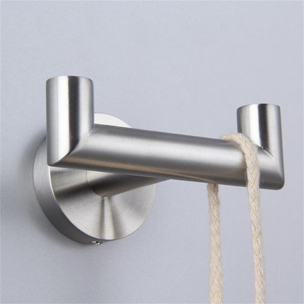 

towel racks stainless steel bath holder double hook design anti-rust hand rack with screw base multifunctional home storage