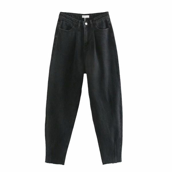 

women's jeans sherouse women fashion black harem denim high waist wide leg pants chic lady loose trousers pantalon, Blue