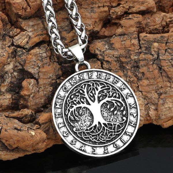 

pendant necklaces norse yggdrasill viking amulet rune tree of life necklace, Silver