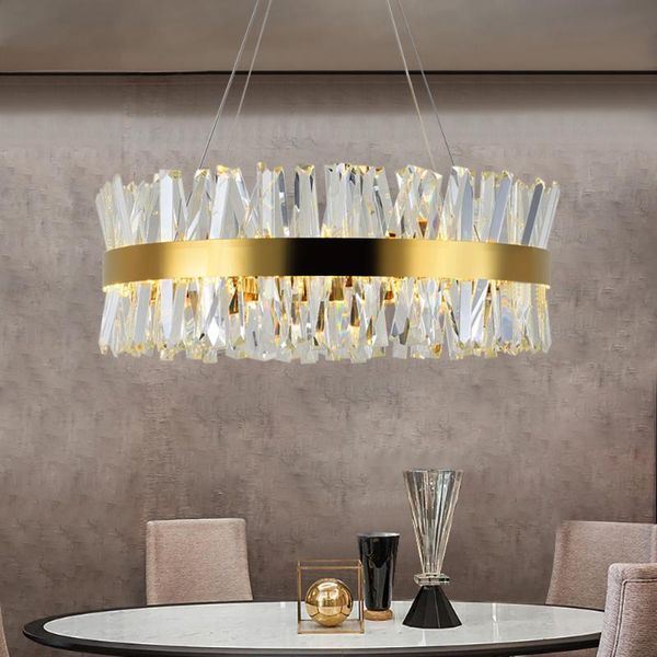 

modern chandelier for bedroom round gold/chrome crystal led chandeliers living room dining hall hallway home decor lamp