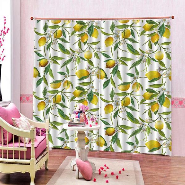 

curtain & drapes customized size yellow curtains fruit 3d window print luxury blackout for living room