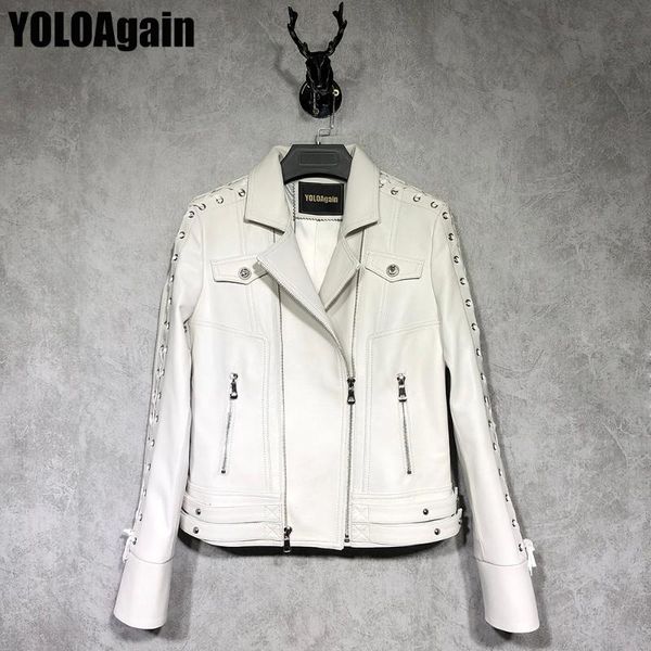 

women's leather & faux yoloagain women genuine jacket ladies white real, Black