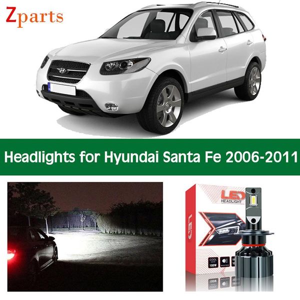 

car headlights bulbs for santa fe 2006 2007 2008 2009 2010 2011 led headlight headlamp low high beam canbus auto lights lamp accessories
