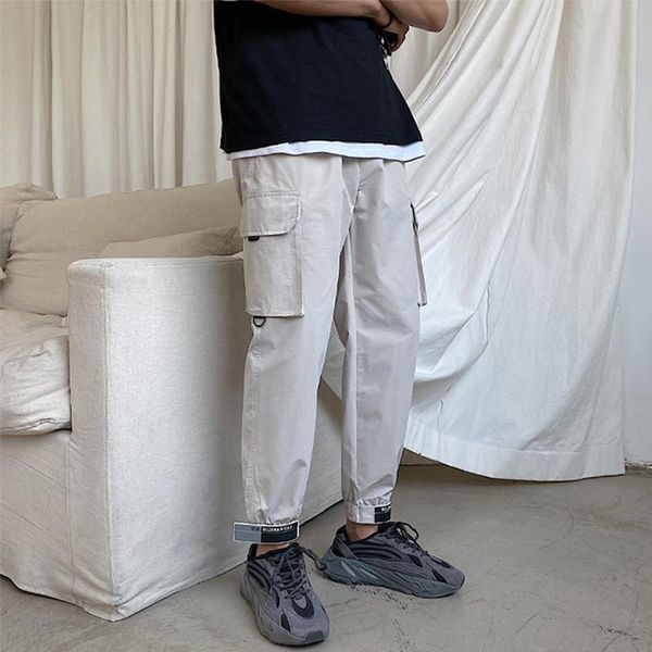 

men's pants sweatpants men casual elastic waist oversize cargo harajuku fashion streetwear black jogging multi-pocket jogger