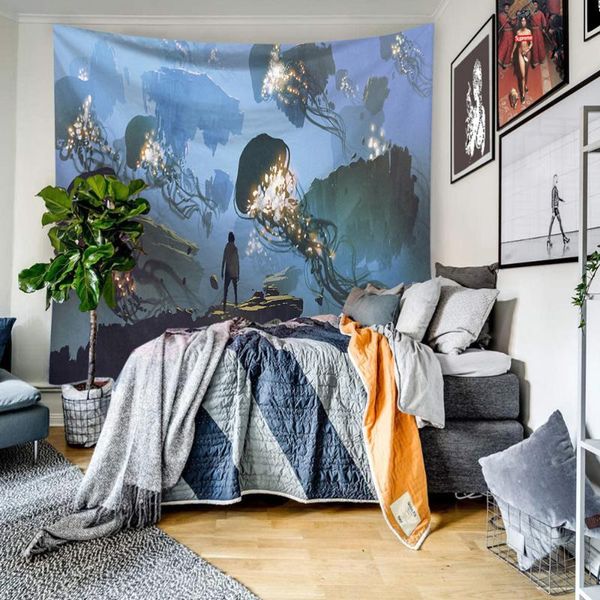 

shower curtains jellyfish printed curtain funny beach towel tapestry wall carpet for indoor outdoor (203x150cm, b