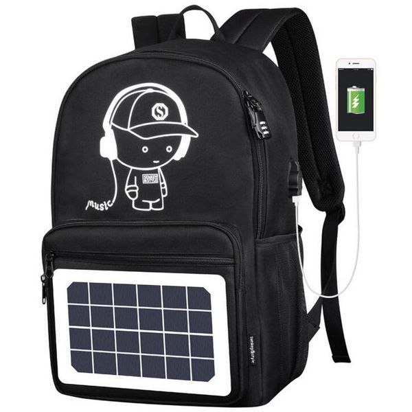 

backpack men backpacks 2021 cartoon solar charging anti-theft waterproof 14inches usb school bags for teenagers designer unisex