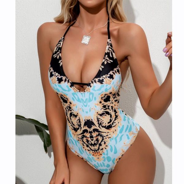 

one-piece suits women swimsuits print swimsuit female swimwear bathing suit 2021 hollow out swimming brazil beachwear