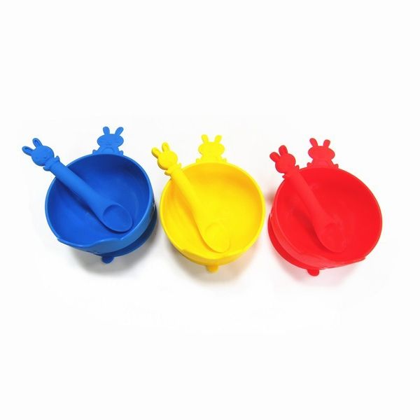 

silicone assisted food bowl spoon set children's plate new type of suction cup soft plastic tableware for maternal and infant feeding
