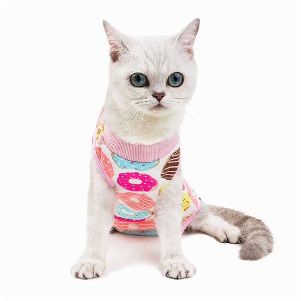 

cartoon print apparel breathable cat surgical recovery suit pet cats sterilization suits surgery wear anti licking wounds clothes will and