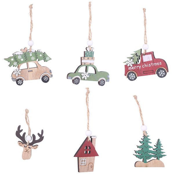 

factory outlet christmas decoration 3 pcs/set wooden hanging ornaments new year xmas tree drop decorations elk ep34