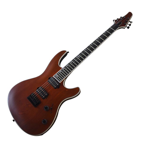 

factory outlet-6 strings brown electric guitar with white binding,24 frets,rosewood fretboard
