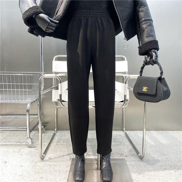 

women's pants & capris brand niche design fried street versatile casual 2021 simple fashion elastic waist loose small foot harlan trous, Black;white