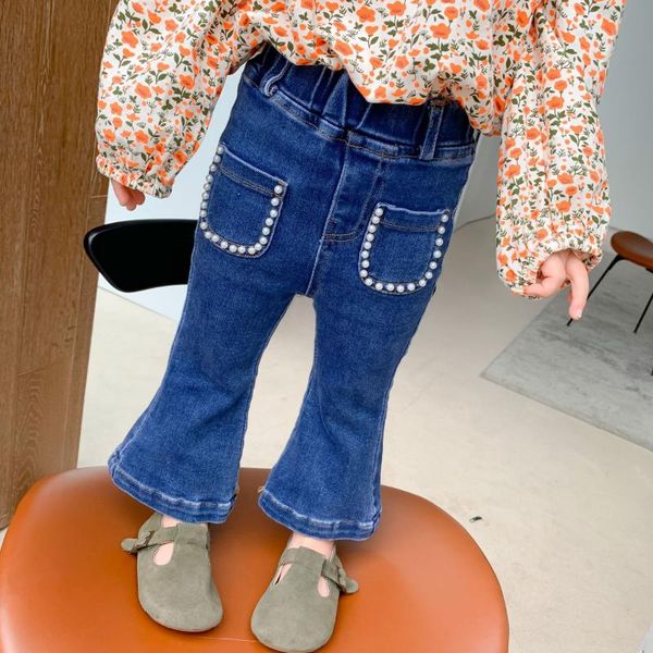 

jeans 2021 autumn arrival girls fashion denim pants kids with pear, Blue