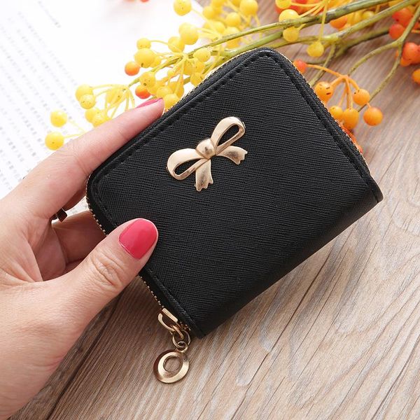 

wallets korean short bow coin purse ladies wallet card holder cross pattern candy color multifunction small, Red;black