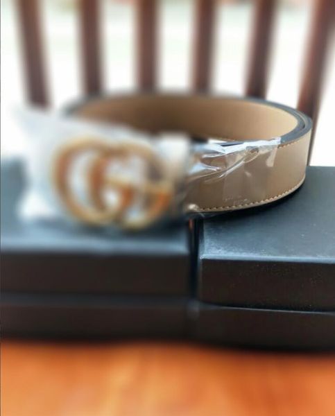 

fashion grade custom leather belt casual big gold buckle multicolor business men design genuine belts with box, Black;brown