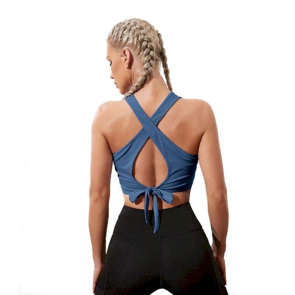 

yoga outfit female sports bras hollow bow sleeveless fitness vests women tank cropped running fashion cross back lacing gym workout