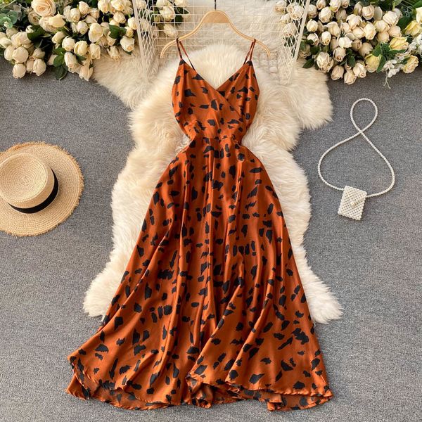 

singreiny retro print strap dress women v neck sleeveless backless a-line party dress summer off shoulder beach long dress 210419, Black;gray