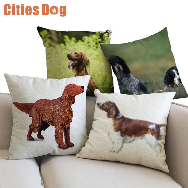 

animal decoration cushion cover linen irish snow dog 45x45cm cojines decoracion para el hogar covers throw car-pillows cushion/decorative pi