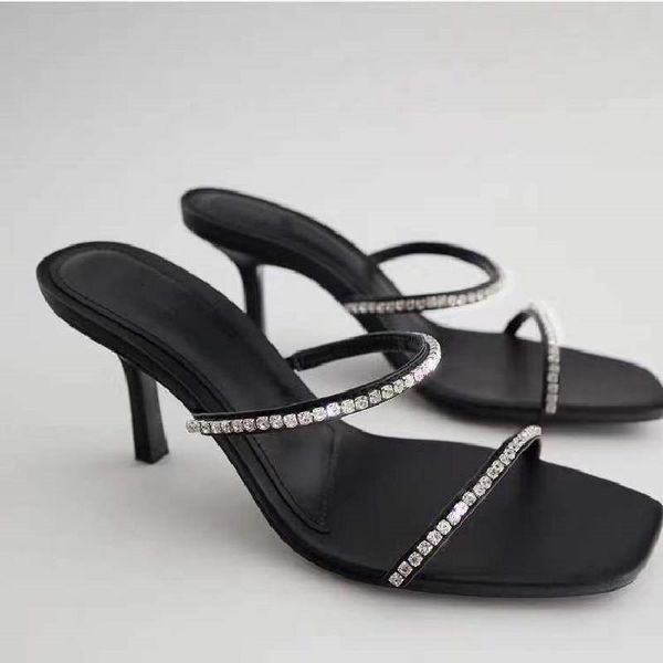 

slippers high-heeled shoes lady ladies' rome rubber slides fabric pu hoof woman 2021 heels high ru, Black