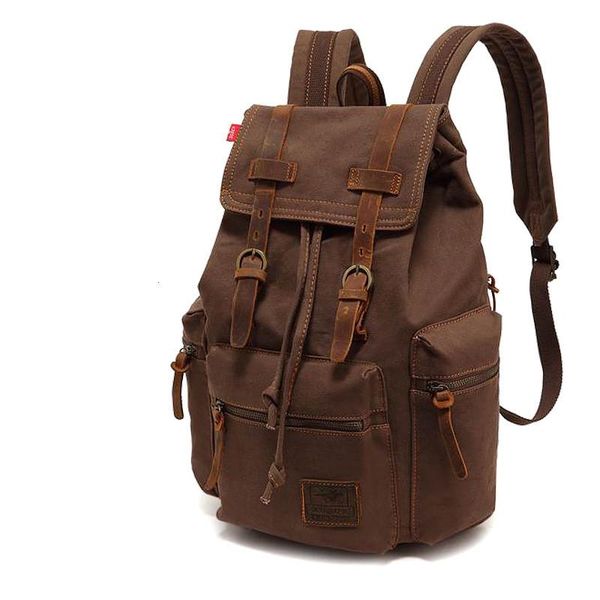 

backpack 15.6 inch computer bag large capacity retro men zipper cotton canvas 36-55 litre backpacks