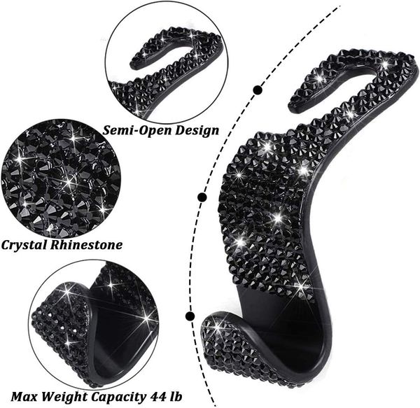 Gancio per seggiolino auto Gancio per cappotto automatico Supporto per poggiatesta universale Supporto per riporre strass bling Accessori interni