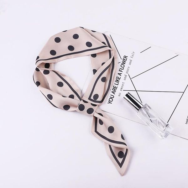 

scarves spring women silk scarf vintage polka dot print tied ribbon narrow hand bag straps hair female, Blue;gray