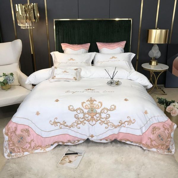 

bedding sets luxury breathable silk cotton set chic embroidery  king double duvet cover bed linen textile pillowcases home