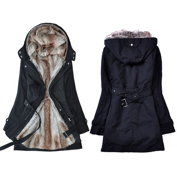 

Down & Female Coat Thickening Cotton Winter Jacket Women's Outerwear Parkas for Women, Black