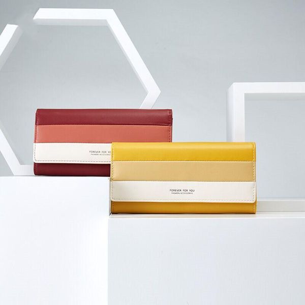 

wallets vento marea women wallet 2021 with zipper pu leather purse mobile red style long money bag brand ladies female strip card holder, Red;black