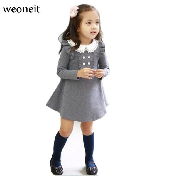 

girl's dresses 2021 princess girl spring autumn long sleeve cotton children's dress doll collar casual girls a-line mini infant, Red;yellow