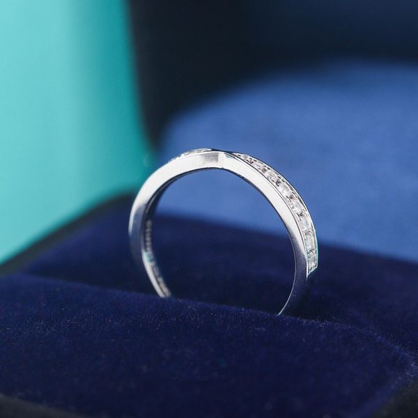 S925 Silver Harmony Band Ring com forma Kont e Dianond para mulheres Presente de jóias de casamento têm saco de velo PS3612