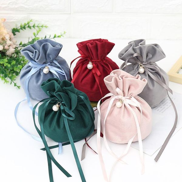 

luxury velvet gift bags with pearl string christmas birthday party cooikes candy boxes jewelry sachet wrap