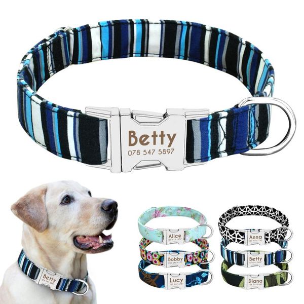 

dog collars & leashes collar nylon personalized custom id label nameplate pet cat anti-e small, medium and large dogs