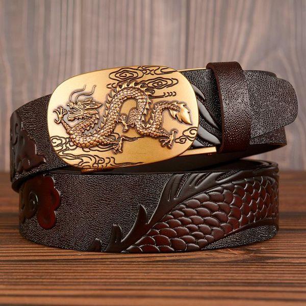 

belts genuine leather belt male automatic buckle men's black strap original natural cowskin ratchet, Black;brown